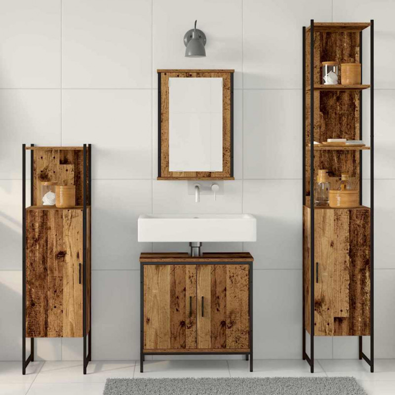 Zestaw mebli łazienkowych 4 pcs Brązowy Materiał drewnopochodny