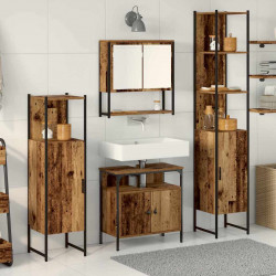 Zestaw mebli łazienkowych z półką z drzwiami 4 pcs Stare drewno