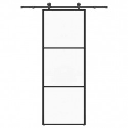 Drzwi przesuwne z osprzętem, szkło ESG i aluminium, 76x205 cm