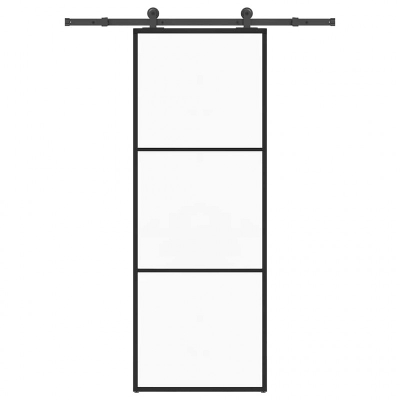 Drzwi przesuwne z osprzętem, szkło ESG i aluminium, 76x205 cm