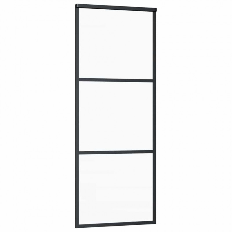 Drzwi przesuwne z osprzętem, szkło ESG i aluminium, 76x205 cm