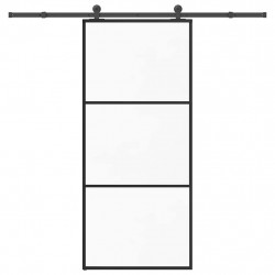 Drzwi przesuwne z osprzętem, 90x205 cm, szkło ESG i aluminium