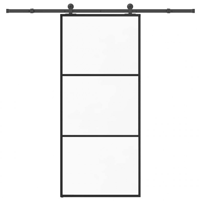 Drzwi przesuwne z osprzętem, 90x205 cm, szkło ESG i aluminium