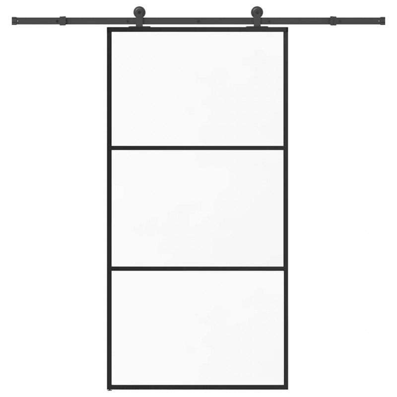Drzwi przesuwne z osprzętem, 102x205 cm, szkło ESG i aluminium