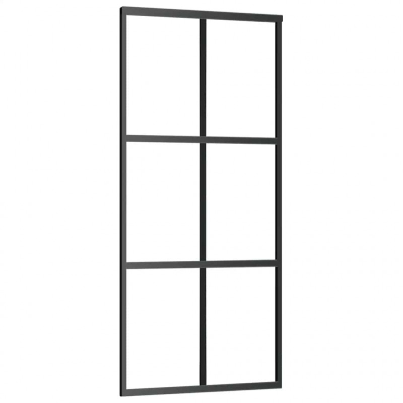 Drzwi przesuwne z osprzętem, 90x205 cm, szkło ESG i aluminium