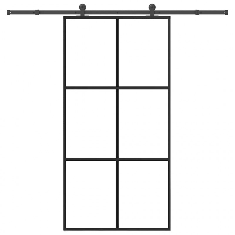 Drzwi przesuwne z osprzętem, 102x205 cm, szkło ESG i aluminium