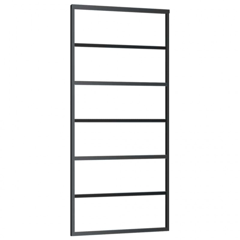 Drzwi przesuwne z osprzętem, 90x205 cm, szkło ESG i aluminium