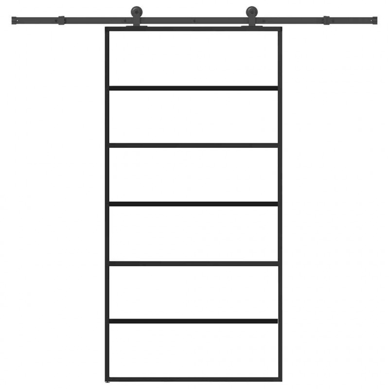 Drzwi przesuwne z osprzętem, 102x205 cm, szkło ESG i aluminium