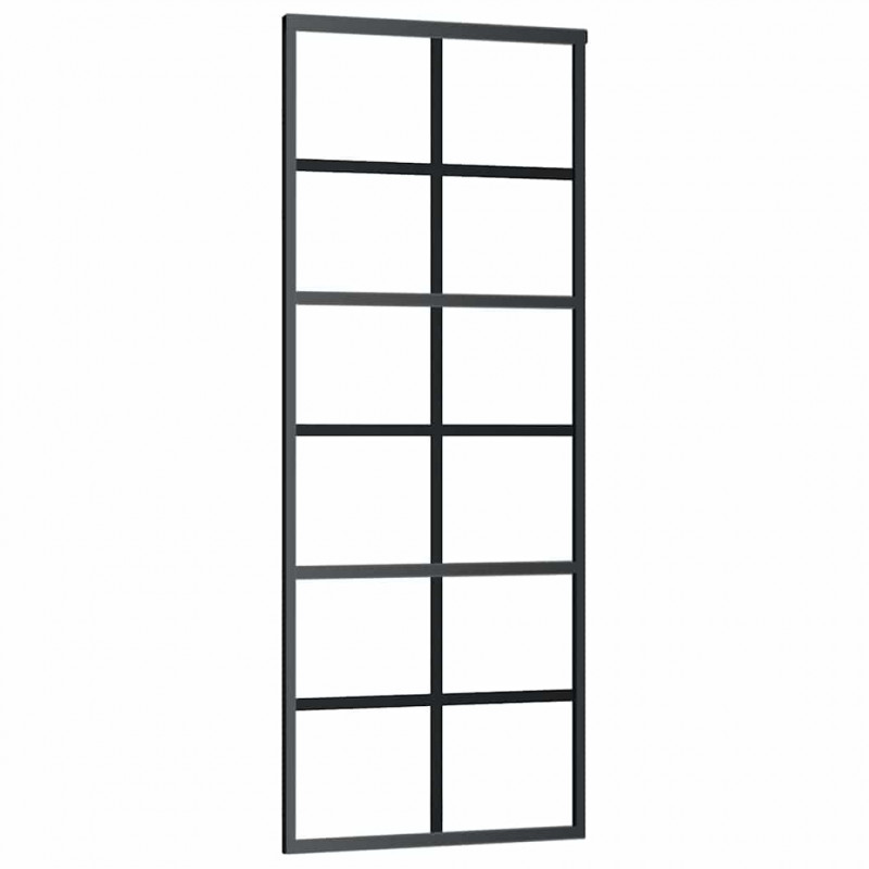 Drzwi przesuwne z osprzętem, szkło ESG i aluminium, 76x205 cm