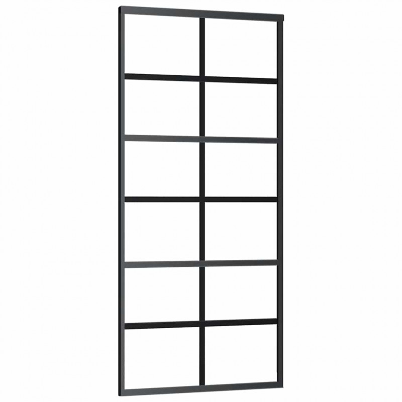 Drzwi przesuwne z osprzętem, 90x205 cm, szkło ESG i aluminium