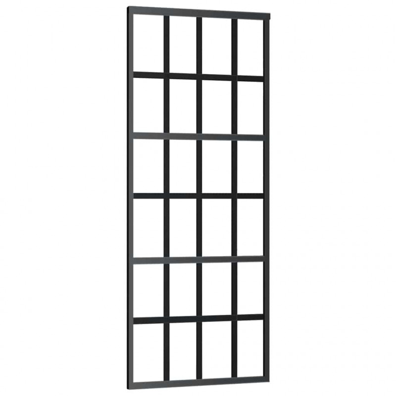 Drzwi przesuwne z osprzętem, szkło ESG i aluminium, 76x205 cm