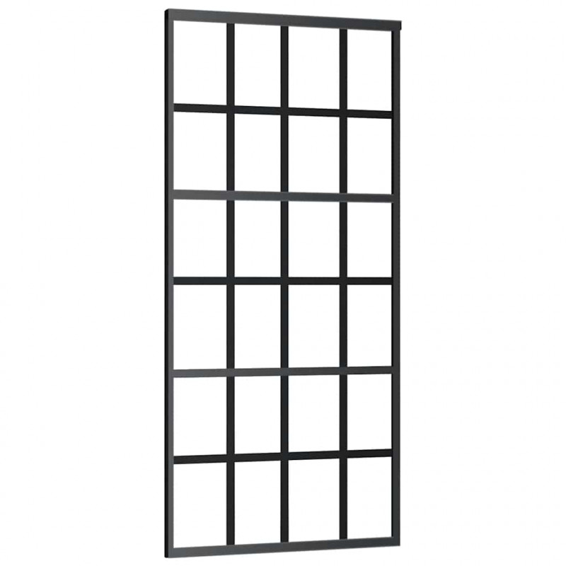 Drzwi przesuwne z osprzętem, 90x205 cm, szkło ESG i aluminium