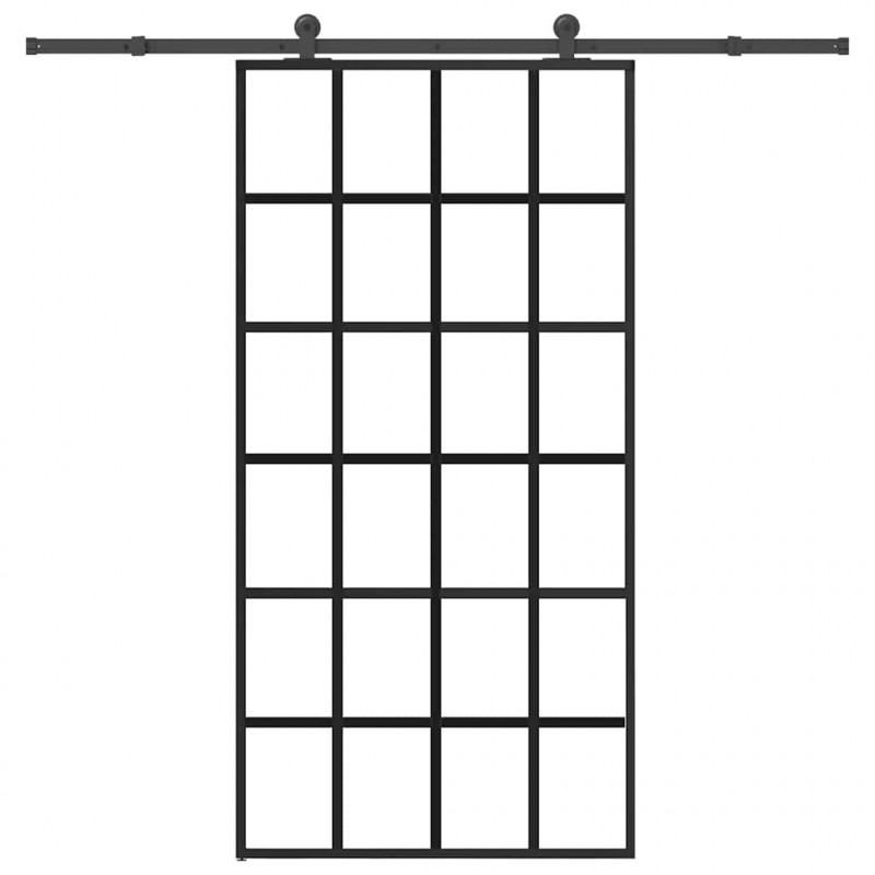 Drzwi przesuwne z osprzętem, 102x205 cm, szkło ESG i aluminium