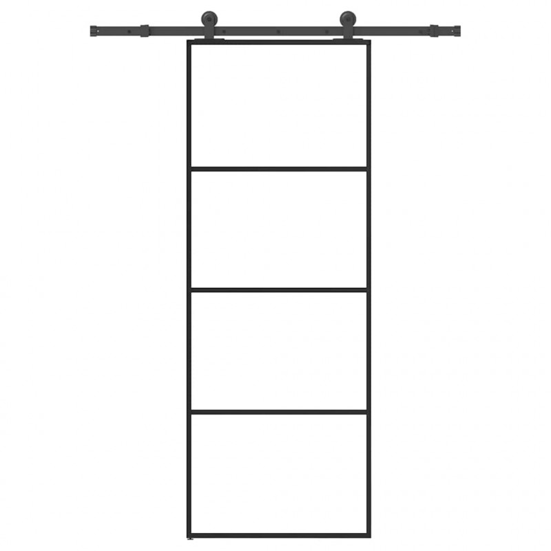 Drzwi przesuwne z osprzętem, szkło ESG i aluminium, 76x205 cm