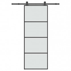 Drzwi przesuwne z osprzętem, szkło ESG i aluminium, 76x205 cm