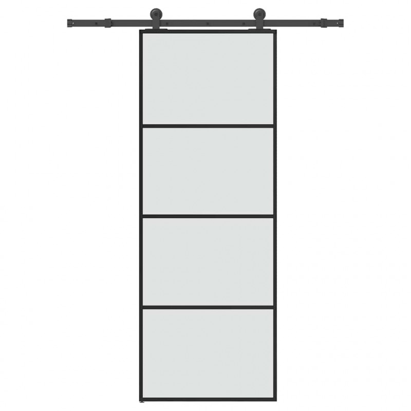 Drzwi przesuwne z osprzętem, szkło ESG i aluminium, 76x205 cm