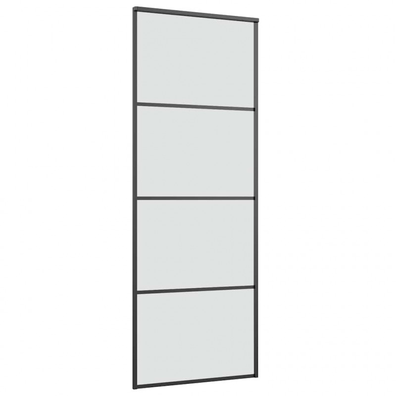 Drzwi przesuwne z osprzętem, szkło ESG i aluminium, 76x205 cm