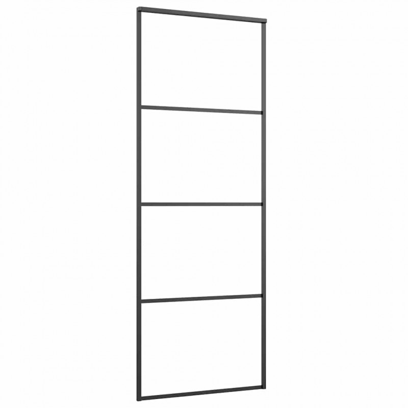 Drzwi przesuwne z osprzętem, szkło ESG i aluminium, 76x205 cm