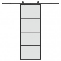 Drzwi przesuwne z osprzętem, szkło ESG i aluminium, 76x205 cm