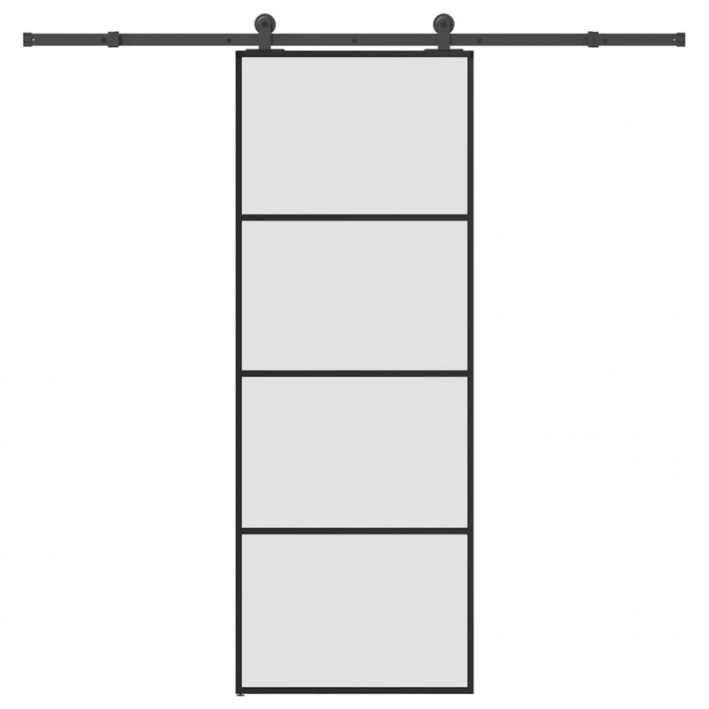Drzwi przesuwne z osprzętem, szkło ESG i aluminium, 76x205 cm