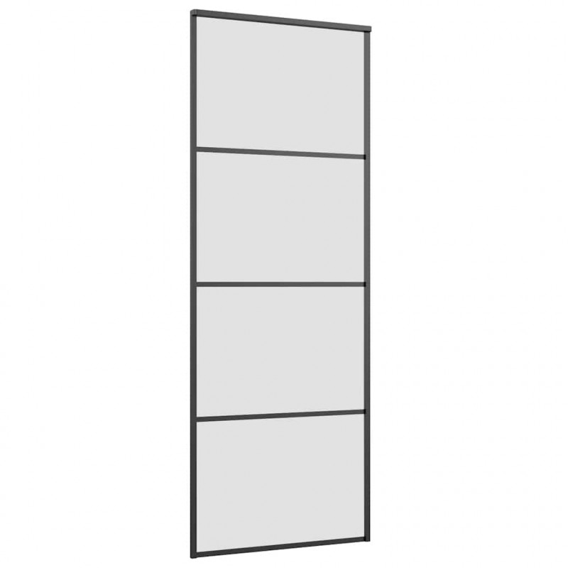 Drzwi przesuwne z osprzętem, szkło ESG i aluminium, 76x205 cm