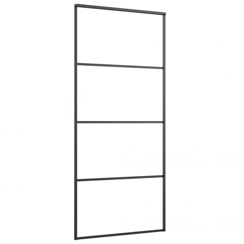 Drzwi przesuwne z osprzętem, 90x205 cm, szkło ESG i aluminium