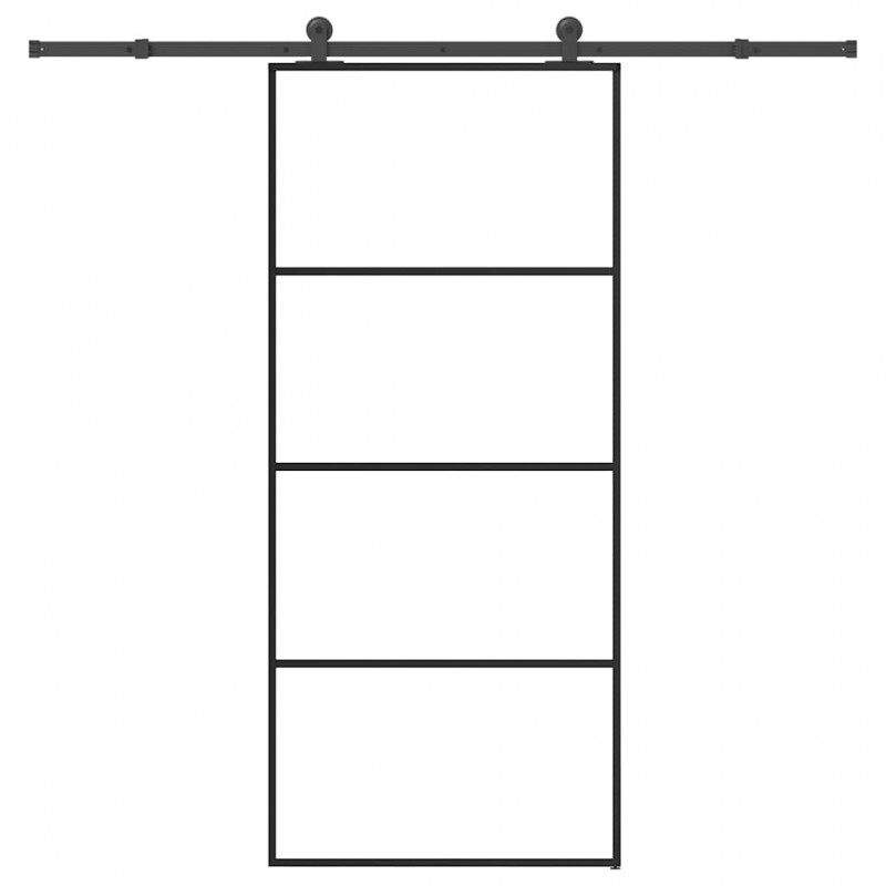 Drzwi przesuwne z osprzętem, 90x205 cm, szkło ESG i aluminium