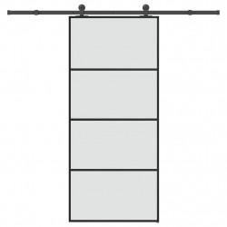 Drzwi przesuwne z osprzętem, 90x205 cm, szkło ESG i aluminium