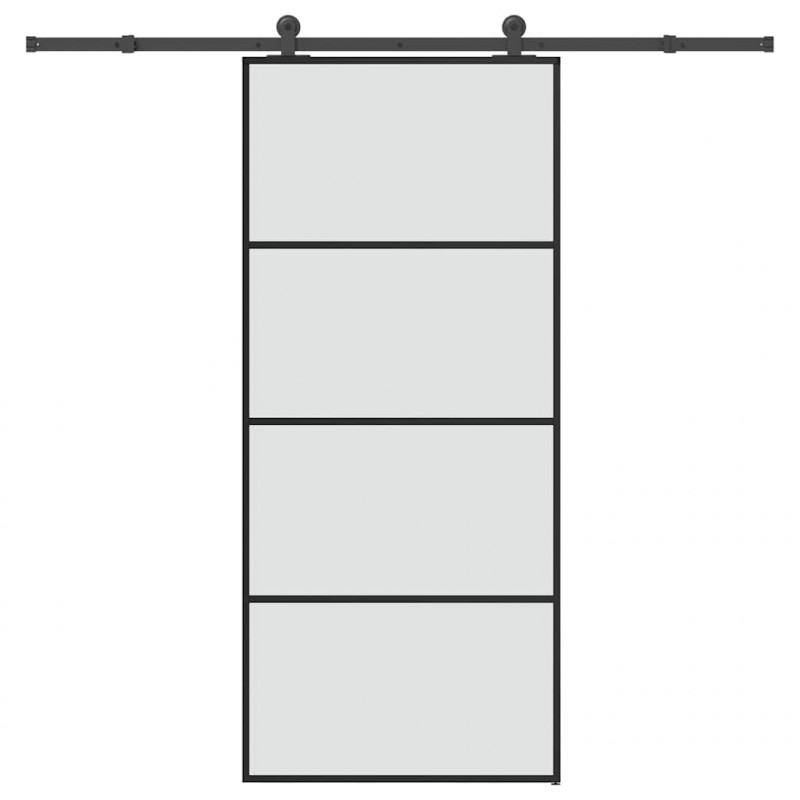 Drzwi przesuwne z osprzętem, 90x205 cm, szkło ESG i aluminium