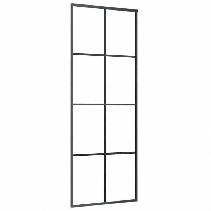Drzwi przesuwne z osprzętem, szkło ESG i aluminium, 76x205 cm