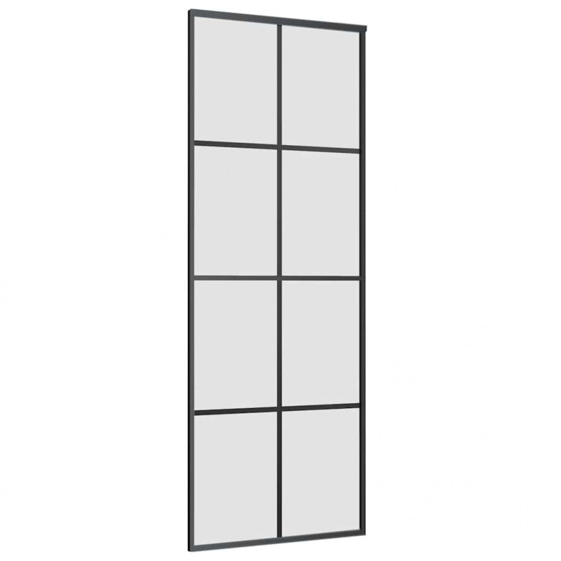 Drzwi przesuwne z osprzętem, szkło ESG i aluminium, 76x205 cm