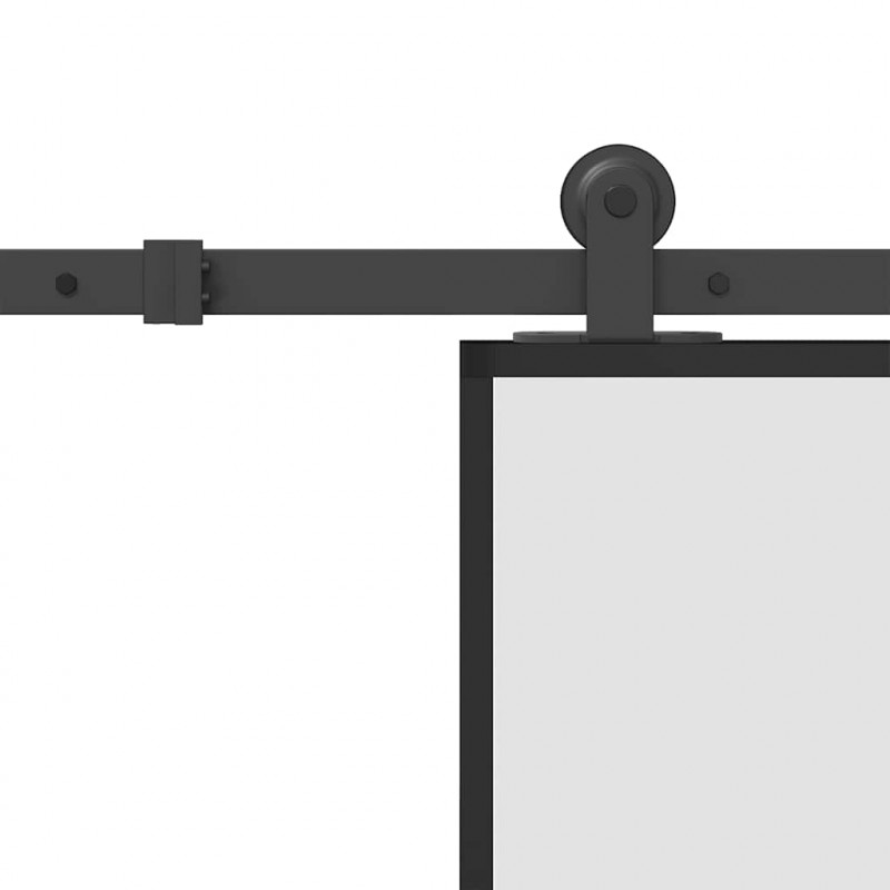 Drzwi przesuwne z osprzętem, szkło ESG i aluminium, 76x205 cm