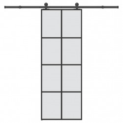 Drzwi przesuwne z osprzętem, szkło ESG i aluminium, 76x205 cm