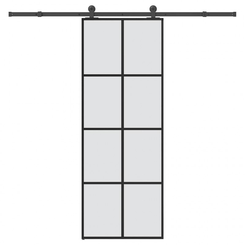 Drzwi przesuwne z osprzętem, szkło ESG i aluminium, 76x205 cm