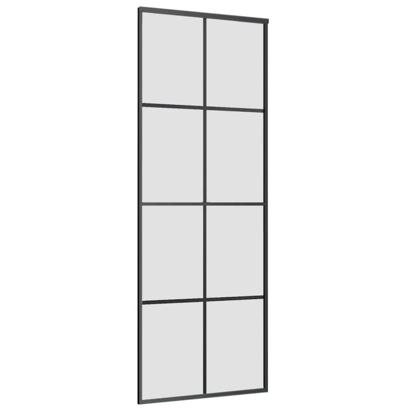 Drzwi przesuwne z osprzętem, szkło ESG i aluminium, 76x205 cm