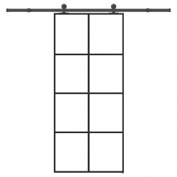 Drzwi przesuwne z osprzętem, 90x205 cm, szkło ESG i aluminium
