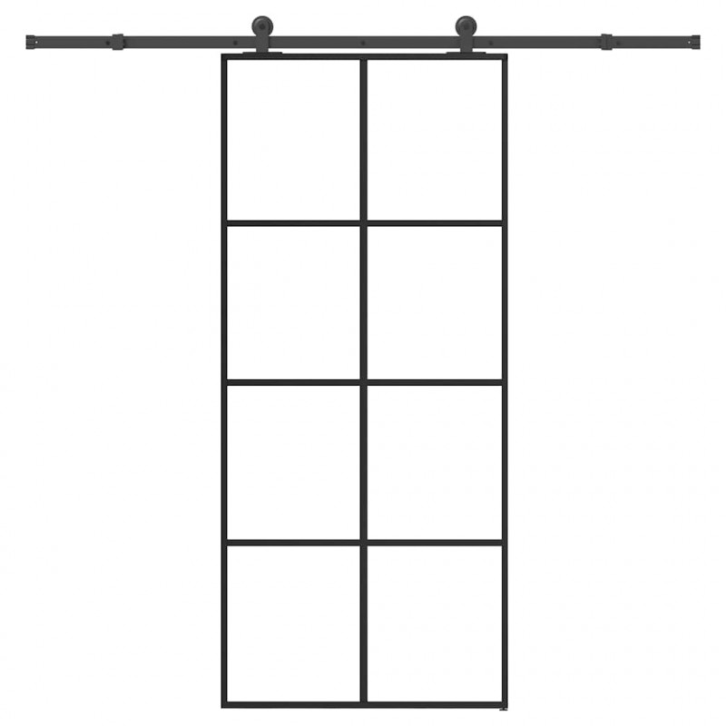 Drzwi przesuwne z osprzętem, 90x205 cm, szkło ESG i aluminium