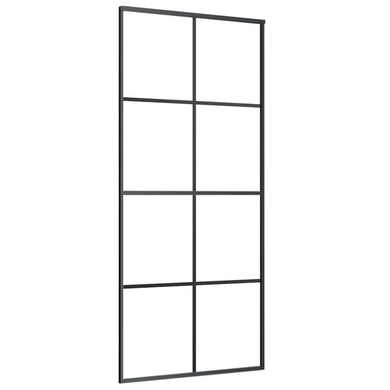 Drzwi przesuwne z osprzętem, 90x205 cm, szkło ESG i aluminium