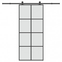 Drzwi przesuwne z osprzętem, 90x205 cm, szkło ESG i aluminium