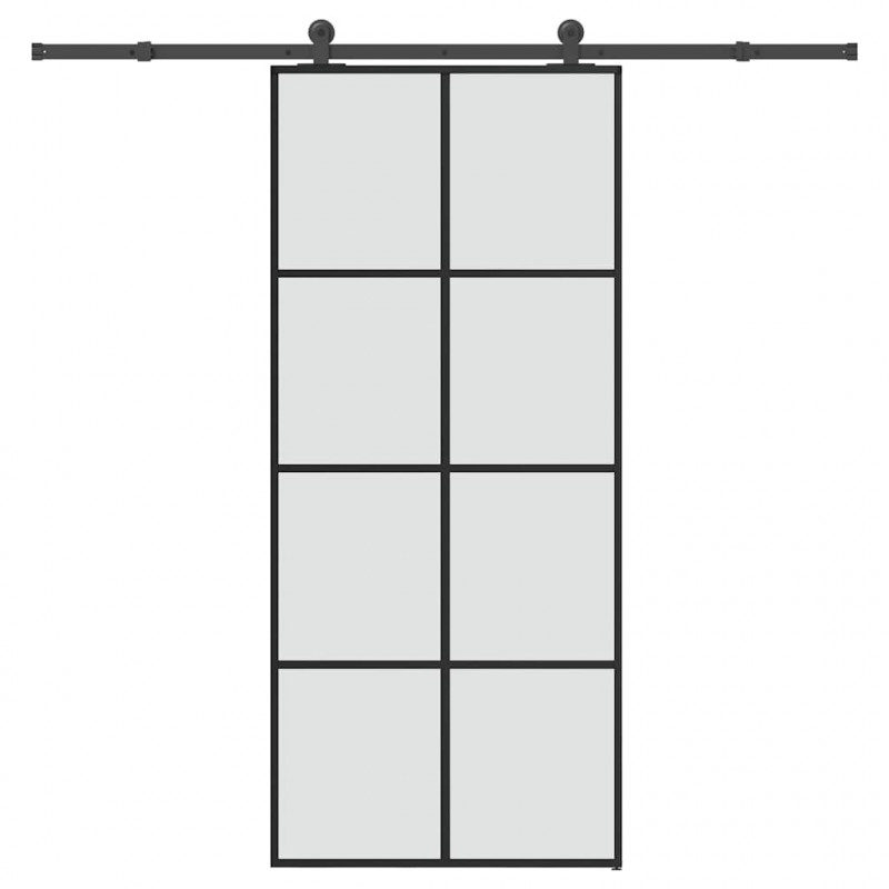 Drzwi przesuwne z osprzętem, 90x205 cm, szkło ESG i aluminium