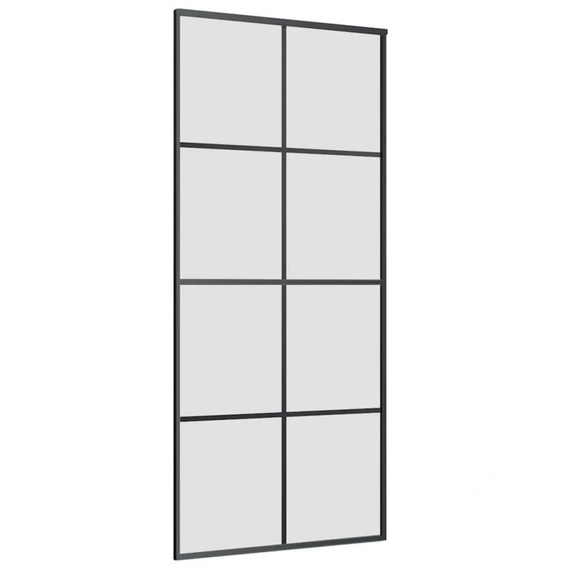 Drzwi przesuwne z osprzętem, 90x205 cm, szkło ESG i aluminium