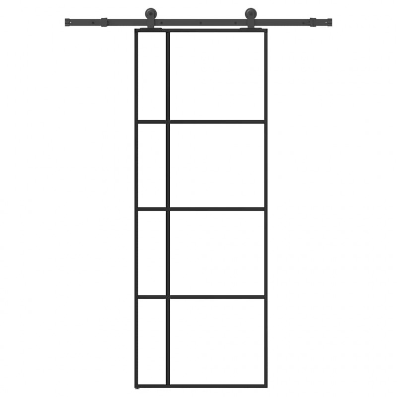Drzwi przesuwne z osprzętem, szkło ESG i aluminium, 76x205 cm