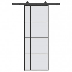 Drzwi przesuwne z osprzętem, szkło ESG i aluminium, 76x205 cm