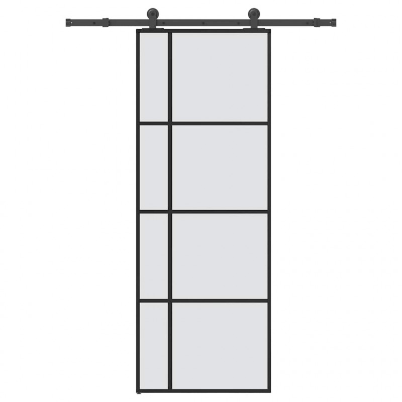 Drzwi przesuwne z osprzętem, szkło ESG i aluminium, 76x205 cm