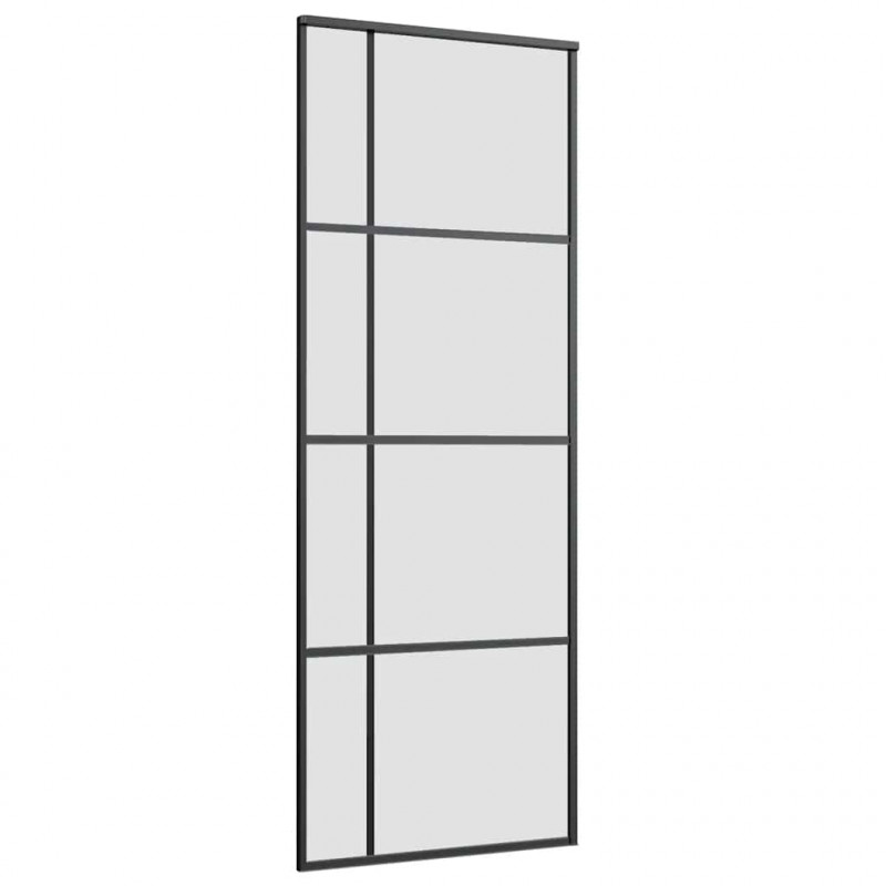 Drzwi przesuwne z osprzętem, szkło ESG i aluminium, 76x205 cm