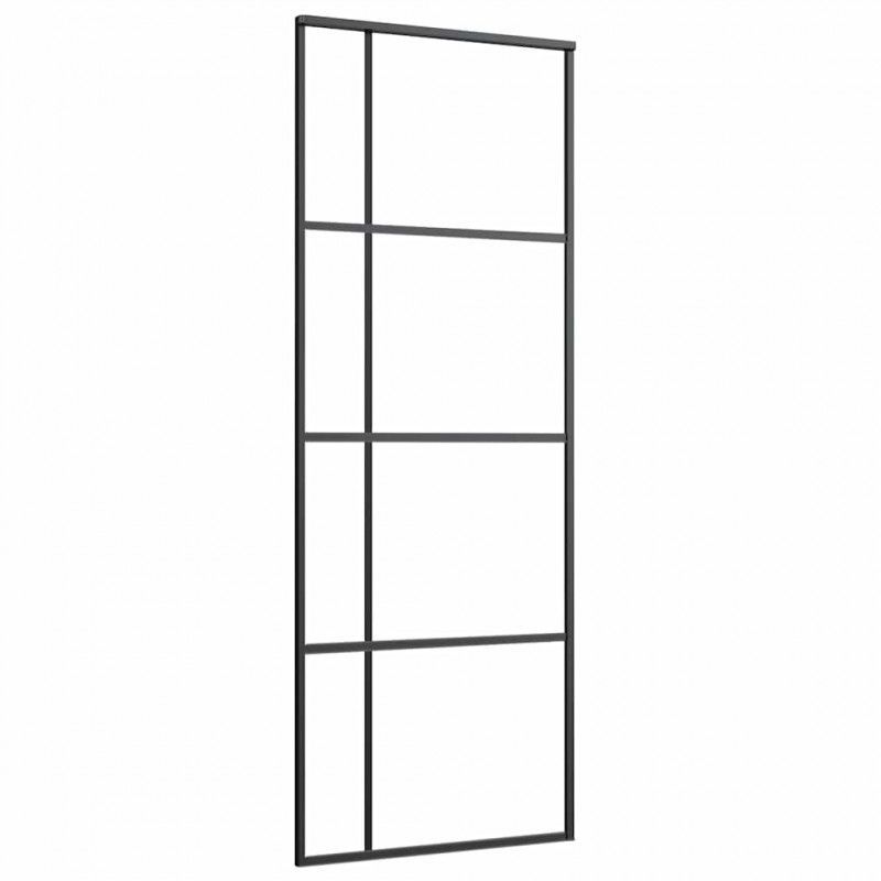Drzwi przesuwne z osprzętem, szkło ESG i aluminium, 76x205 cm