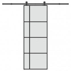 Drzwi przesuwne z osprzętem, szkło ESG i aluminium, 76x205 cm