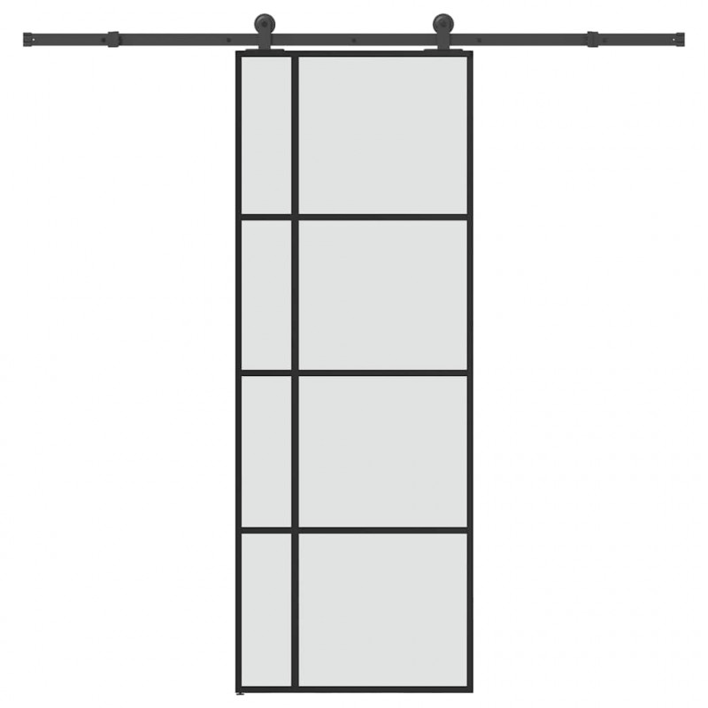 Drzwi przesuwne z osprzętem, szkło ESG i aluminium, 76x205 cm