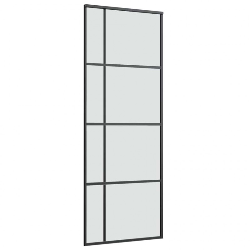 Drzwi przesuwne z osprzętem, szkło ESG i aluminium, 76x205 cm