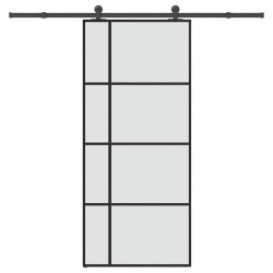 Drzwi przesuwne z osprzętem, 90x205 cm, szkło ESG i aluminium